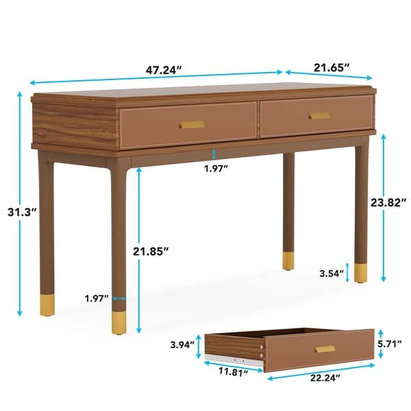 Vanity Desk with 2 Large Drawers, 47" Vintage Makeup Table, Modern